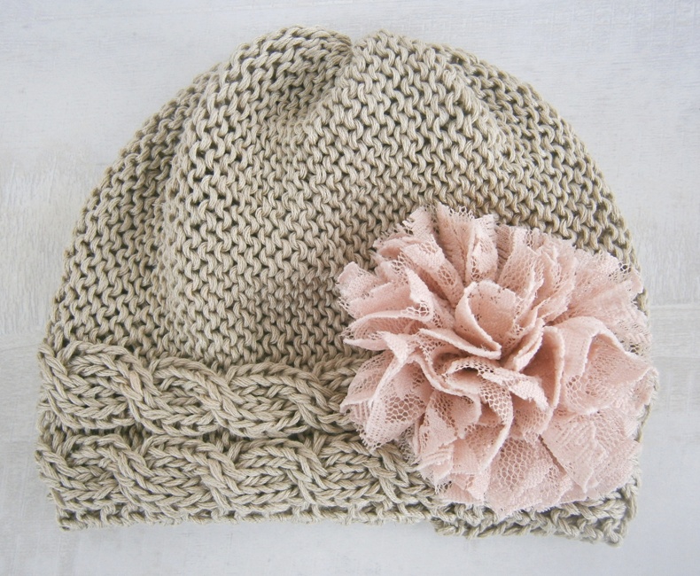 Knit Baby Girl Hat , Baby Hat Photo Prop , Knit Baby Hat , Crochet Flower Hat ,photo Prop